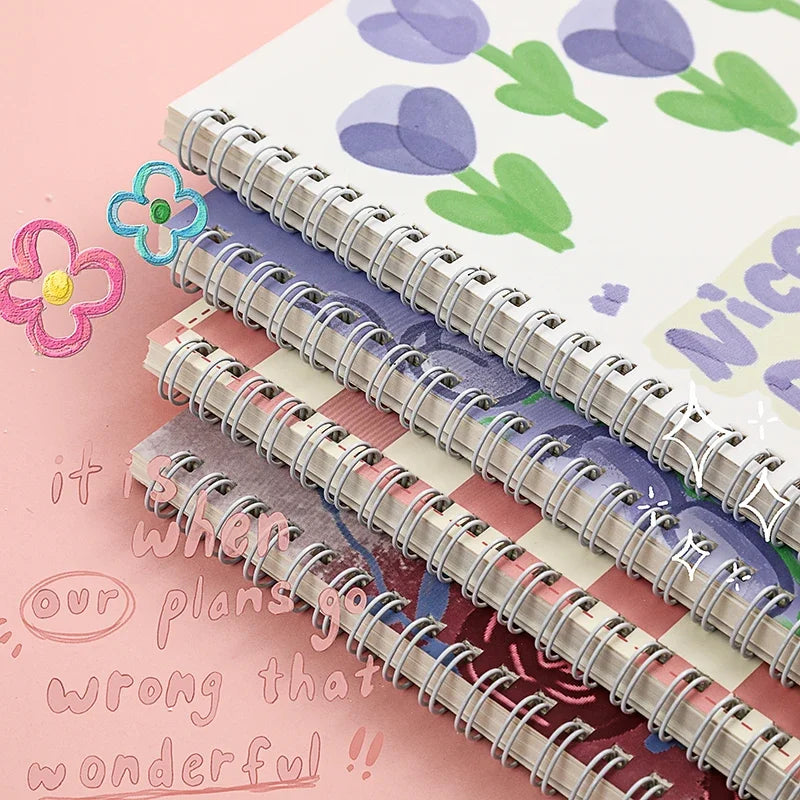 A5 Size Coil Lined Notebooks Kawaii Cover 2 Random Cute Books Kawaii Korean Stationery School Supplies for Students