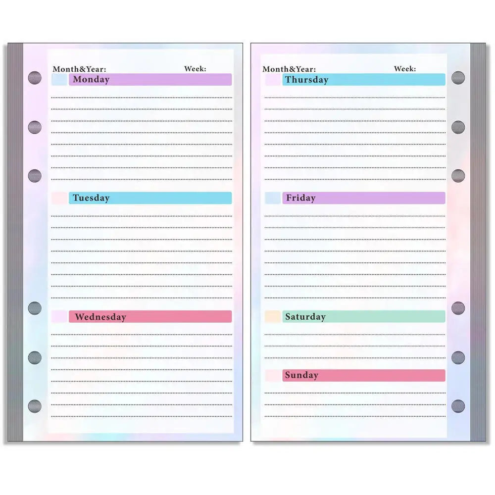 A6 Loose Leaf Notebook Refill Spiral Binder Inner Page Budget Page Monthly Weekly Daily Planner Agenda To Do Line Inside Paper
