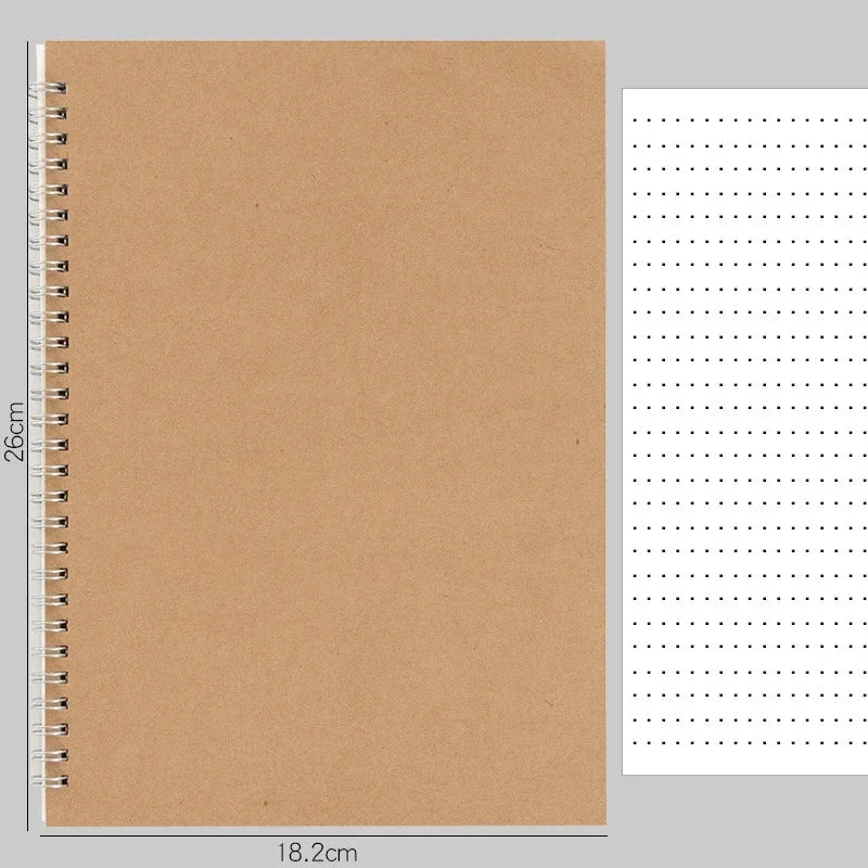 A4/A5/A6 Card Cover Note Book Dotted Grid Blank Student Daily Writing Plan Book Office Supplies Stationery Note Book