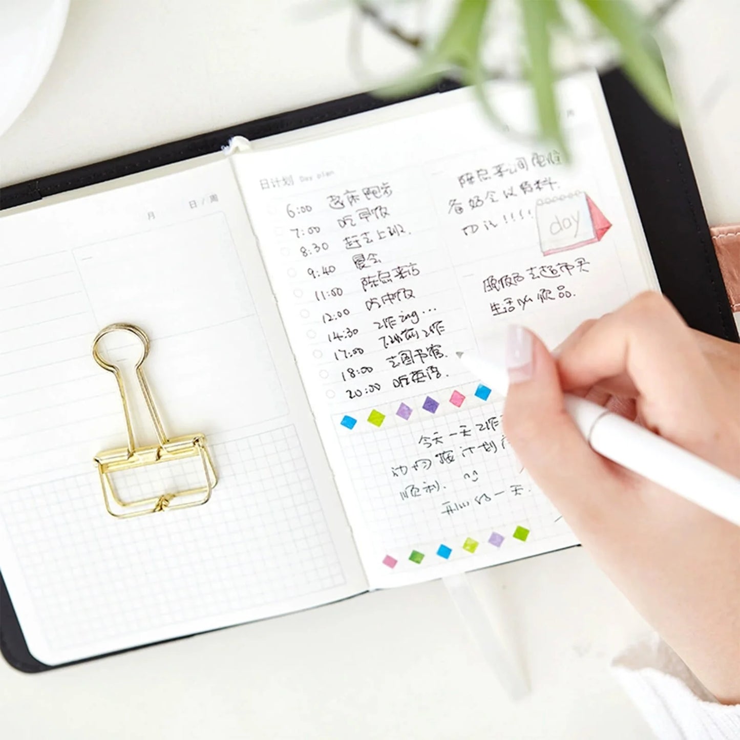 2025 Planner Notebook English Agenda Leather Cover Monthly/Weekly/Dairy Journal For Students School Supplies Stationery