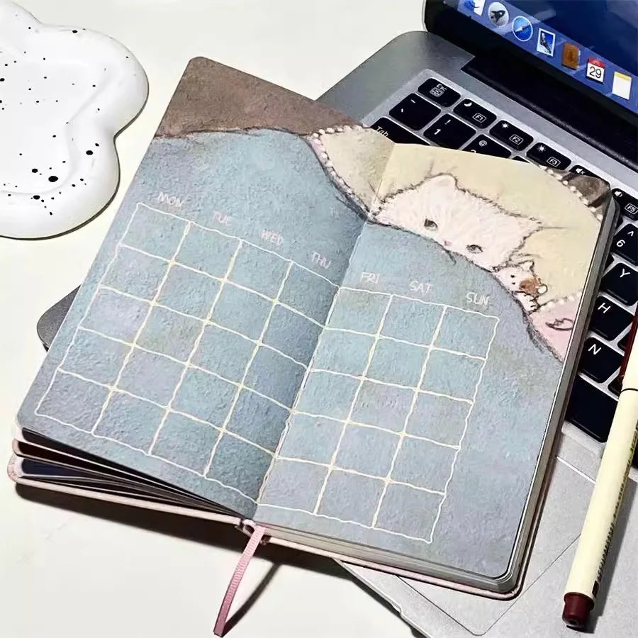 Cute Little Elephant Schedule Planning Notebook Color Inner Page Cartoon illustration Daily Planner Portable Pocket Book