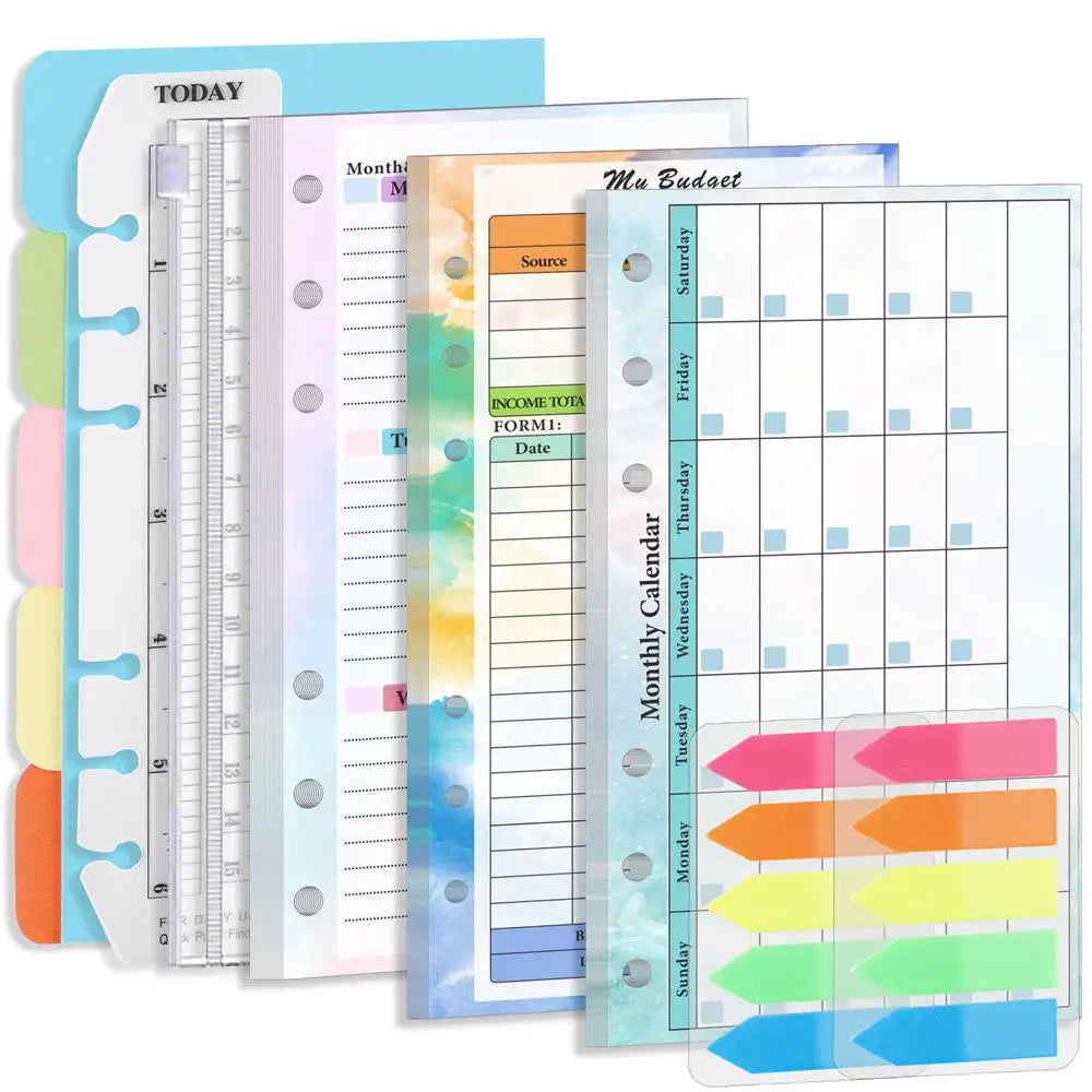 A6 Loose Leaf Notebook Refill Spiral Binder Inner Page Budget Page Monthly Weekly Daily Planner Agenda To Do Line Inside Paper