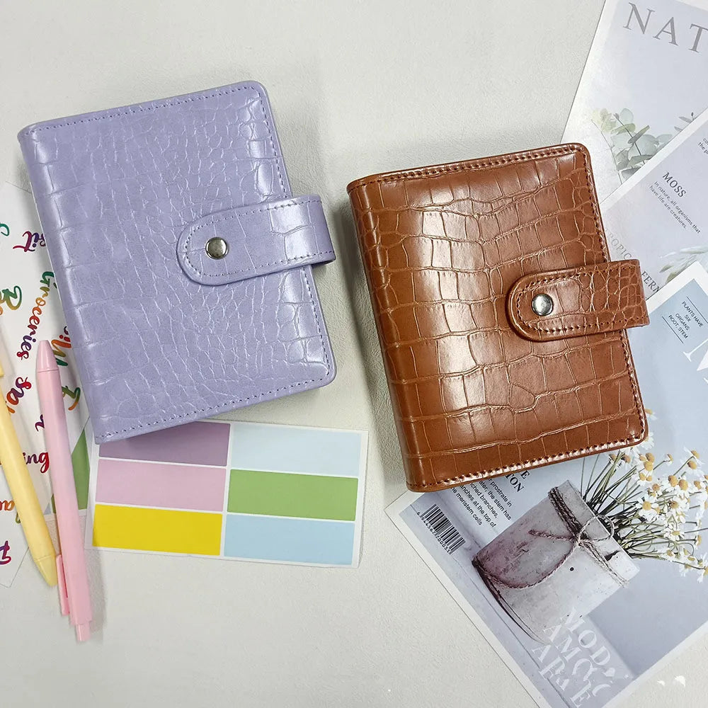 A7 new Crocodile Color 6 Ring Binder PU Clip-on Notebook Leather Loose Leaf Notebook Cover Notebooks Journal Stationery