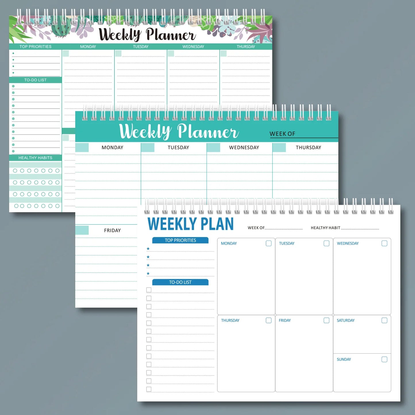 Sharkbang 52 Sheets Weekly Planner Coil Memo Pad Notepad To Do It Today List Notebook English Paperlaria School Stationery