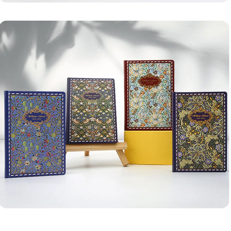 British William Morris painting color illustration page retro hardcover notebook plant flower art cover student notepad diary