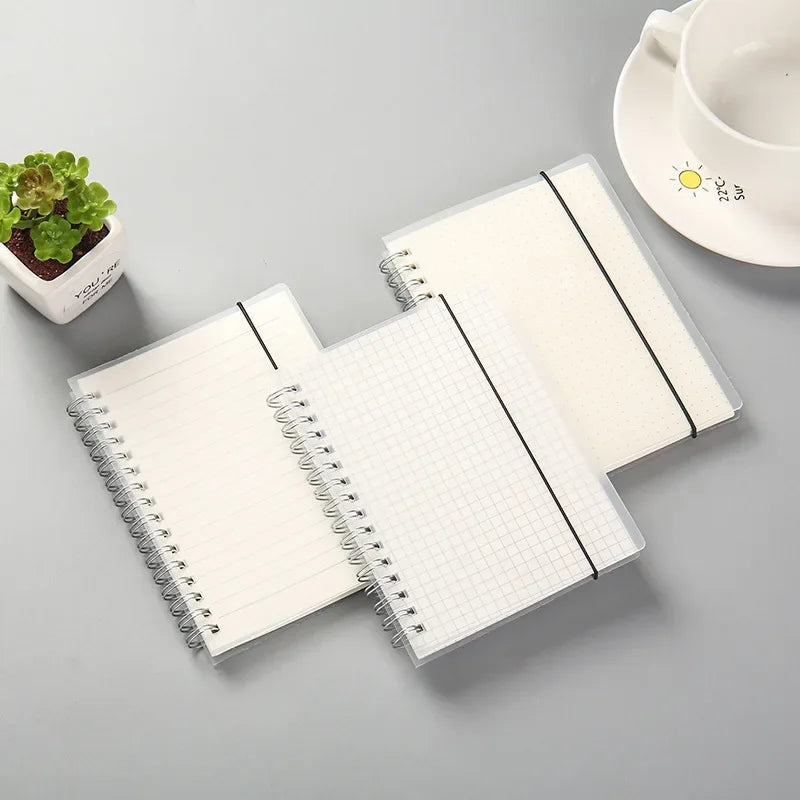 A5 A6 B5 Spiral Notebook Simple PP Cover Transparent Matte Line Grid Blank Dot Notepad Diary Planner Notebooks