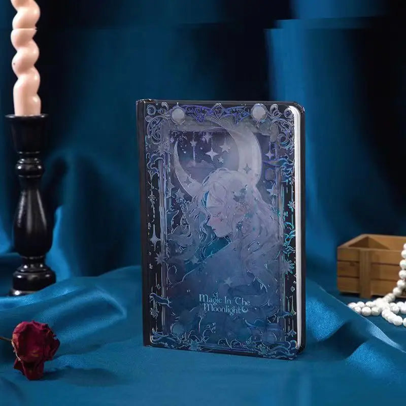(Magic In The Moonlight )Hardcover Notebook Full Color Page Pretty Illustration Cute Exquisite Girl Diary Student Notepad
