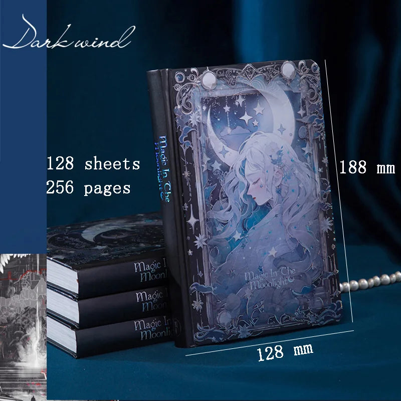 (Magic In The Moonlight )Hardcover Notebook Full Color Page Pretty Illustration Cute Exquisite Girl Diary Student Notepad