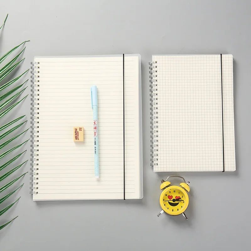 A5 A6 B5 Spiral Notebook Simple PP Cover Transparent Matte Line Grid Blank Dot Notepad Diary Planner Notebooks