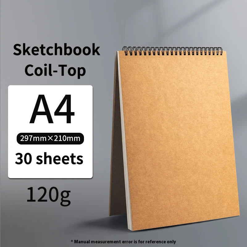Borrence A3/A4/A5/8K/16K Sketchbook Thick Paper 160 GSM Brown Spiral Notebook Professional Watercolor Book Art School Stationery