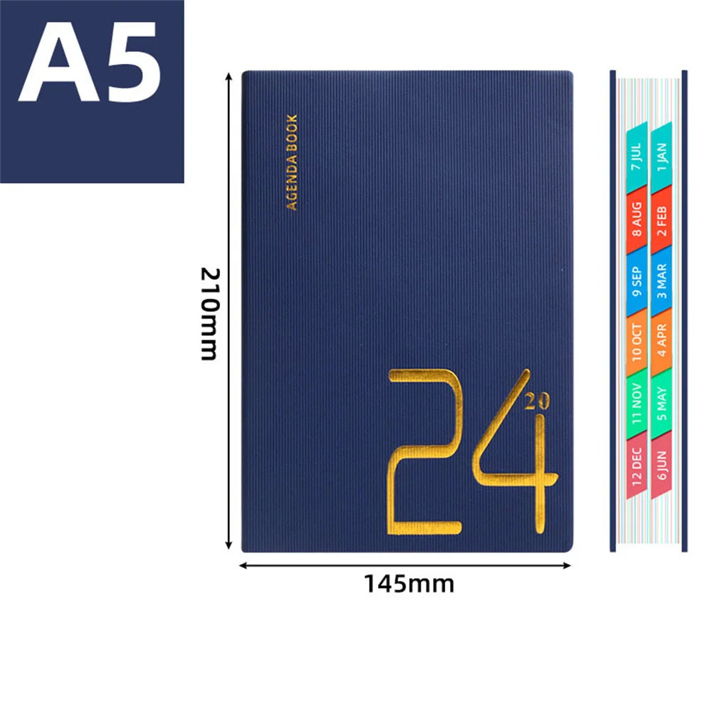A5 Notebook Daily Weekly Monthly Planner 2024 Schedule Agenda Book 365 Days Notepad Writing Pads Office School Supplies