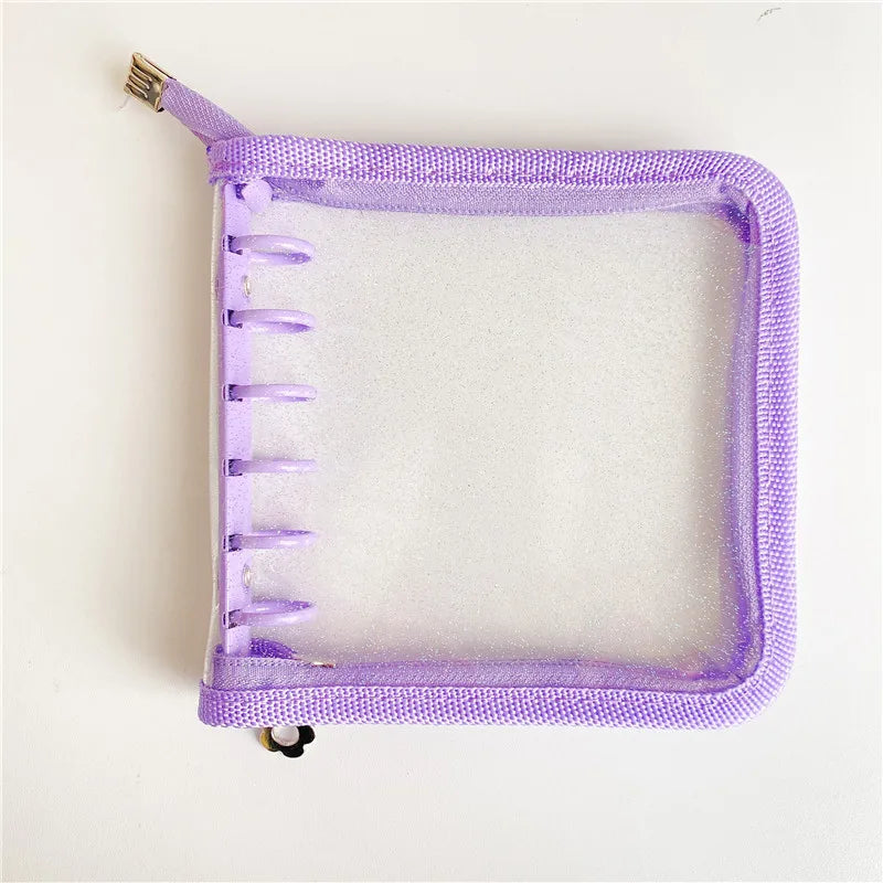 A7 Square Macaron Pink PU Leather DIY Binder Notebook Cover Diary Agenda Planner Paper Cover School Stationery