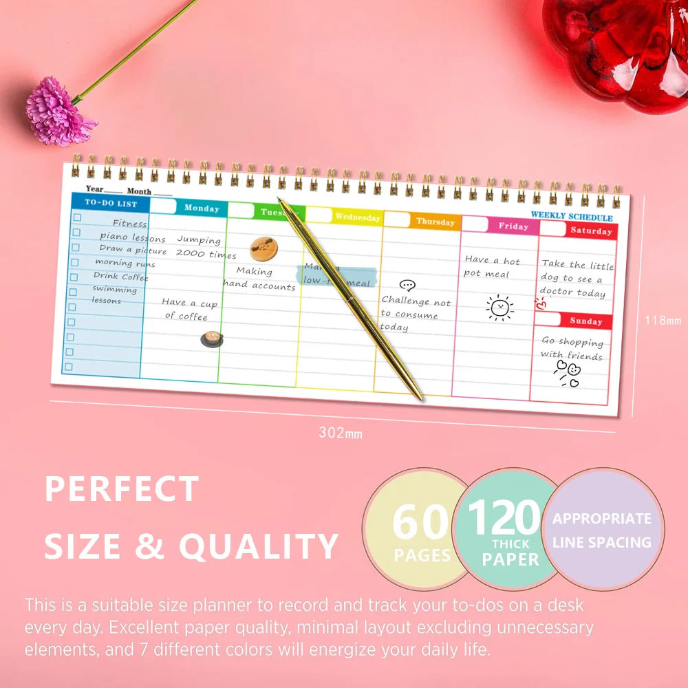 2025 New Planner Notebook Calendar Diary Schedule English Week Plan Memo Time Management Handbook Office School Stationery