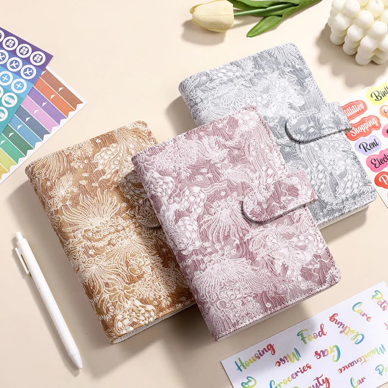 A6 Cute Retro Embroidery Pattern DIY Loose Leaft Binder Notebook Cover Diary Agenda Planner Paper Cover School Stationery