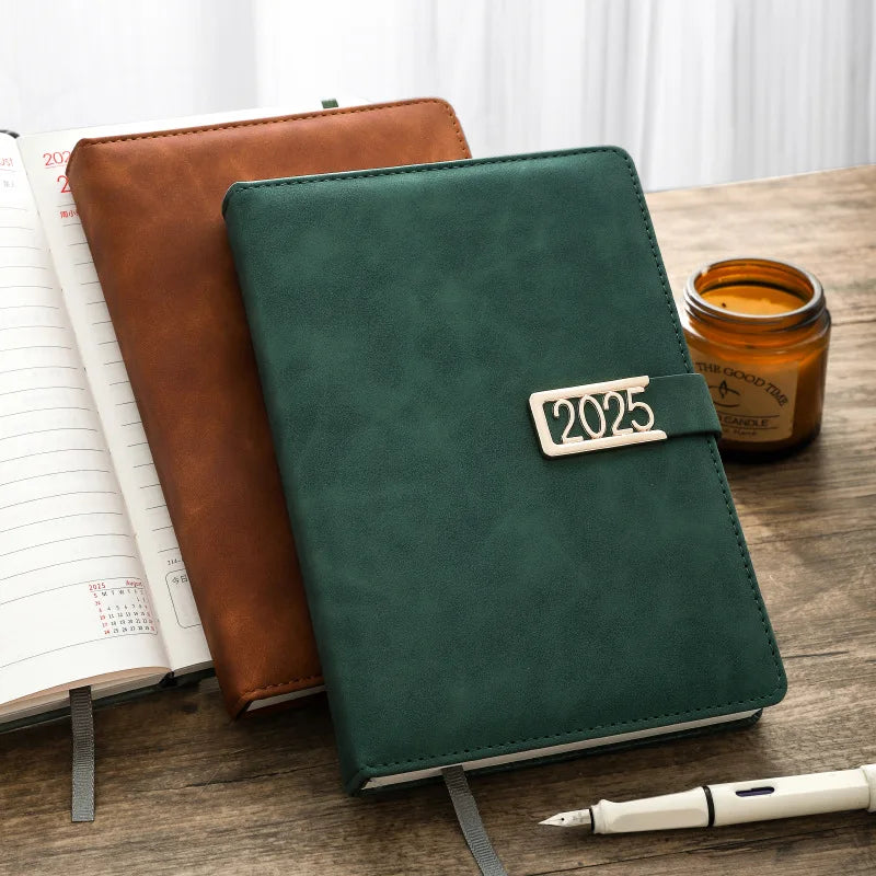 Skin Texture Leather Buckle Calendar A5 Notebook Thickened Meeting Notes Business Office Leather Face Notebook Diary