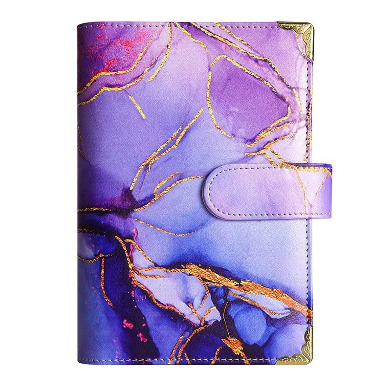 A6 Purple Pink Marble Colorful Money Budget Planner Binder Cover Diary Agenda Planning Paper Cover School Stationery