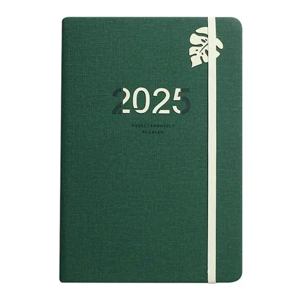 2025 A5 Solid Pu Portable Agenda Book English Calendar Book Notepads Creative Daily Planner Reminder Desktop Date Calendar