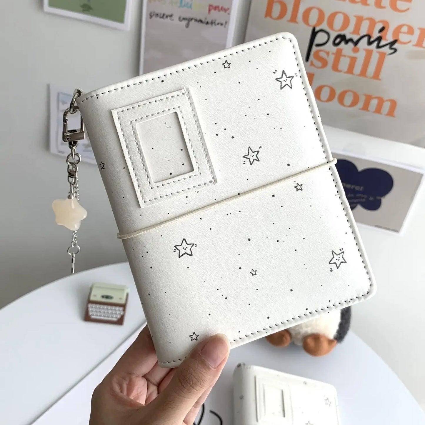 white star mini notebook m5 soft leather photo album binder notepad portable pocket diary