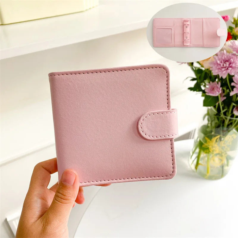 A7 Square Macaron Pink PU Leather DIY Binder Notebook Cover Diary Agenda Planner Paper Cover School Stationery