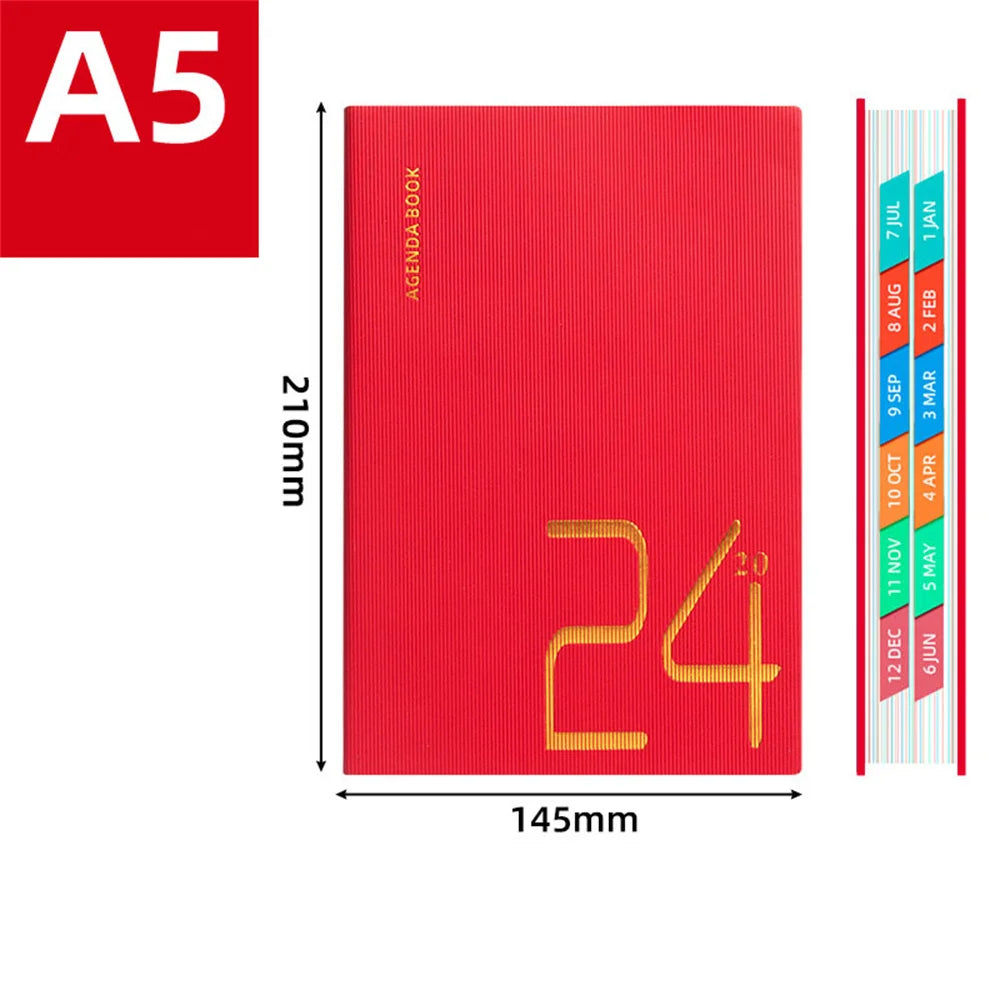 A5 Notebook Daily Weekly Monthly Planner 2024 Schedule Agenda Book 365 Days Notepad Writing Pads Office School Supplies