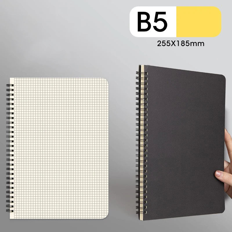 A5 B5 Spiral Notebook Kraft Paper Cover Blank Grid Dot Lined Diary Sketchbook Book School Stationery Supplies