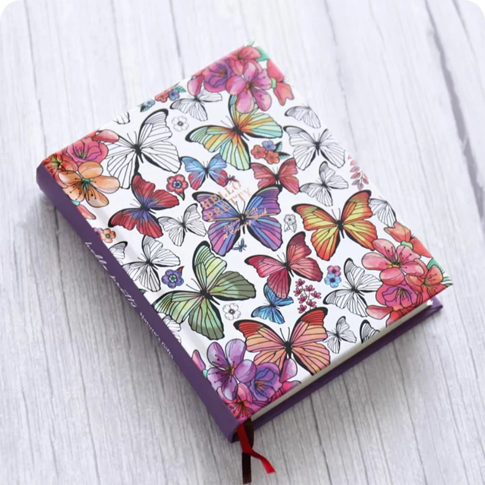 Beautiful Butterfly Hardcover Thick Notebook 148 Sheets Coloring Illustrated Coloring Illustrated Diary Student Notepad