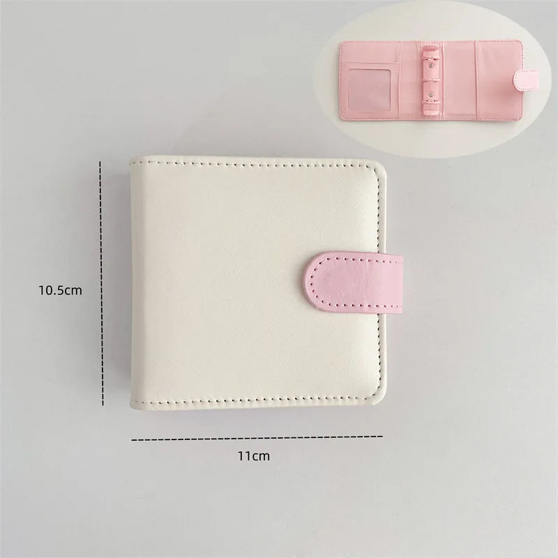 A7 Square Macaron Pink PU Leather DIY Binder Notebook Cover Diary Agenda Planner Paper Cover School Stationery