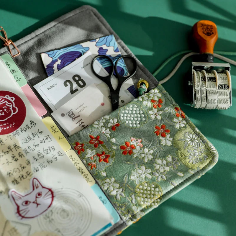 Beautiful Cloth Cover Notebook Girls Retro Chinese Style Girls Loose-leaf Diary Portable Scrapbook Binder Notepad Gift