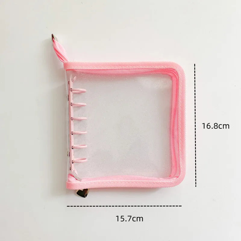 A7 Square Macaron Pink PU Leather DIY Binder Notebook Cover Diary Agenda Planner Paper Cover School Stationery
