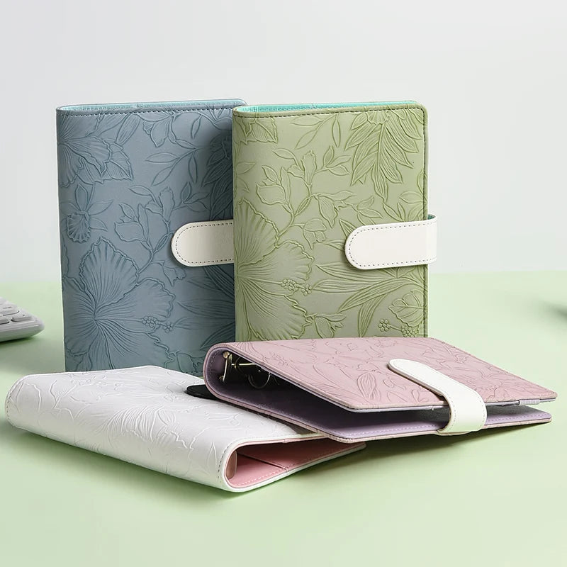 A6 Vintage Embossed Cover Money Budget Planner Binder DIY Binder Notebook Cover Diary Agenda Planner Paper Cover School