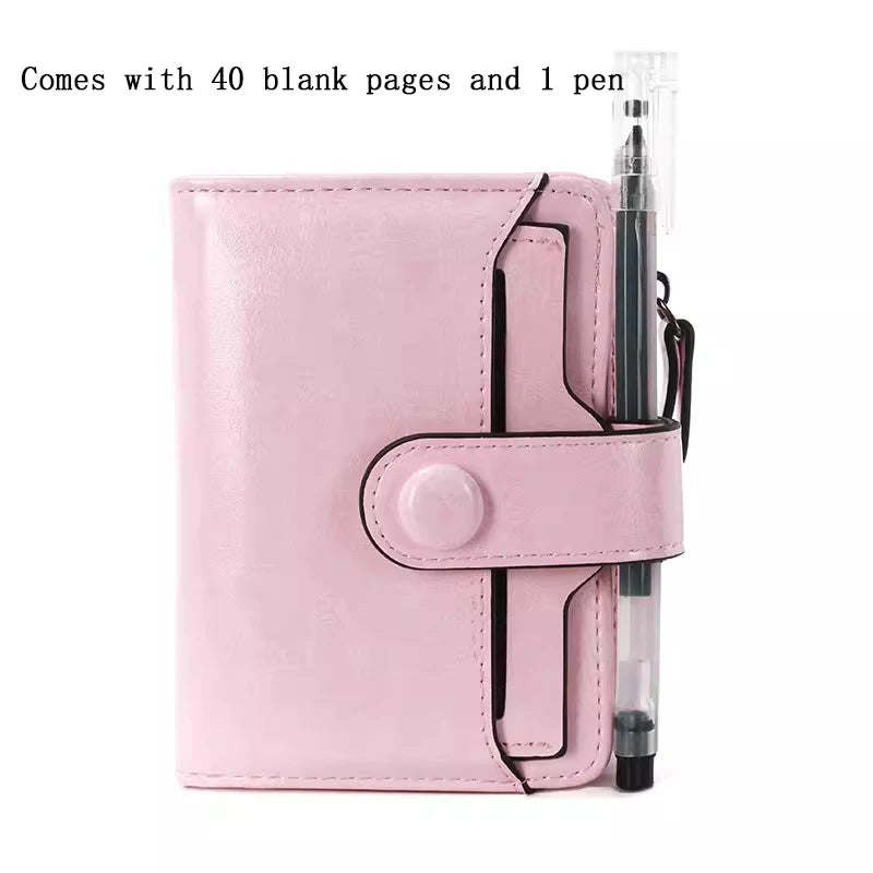 Mini A7 Notebook Binder Multifunction Wallet Card Holder Portable Soft Leather Small Notepad,with 40 inner pages