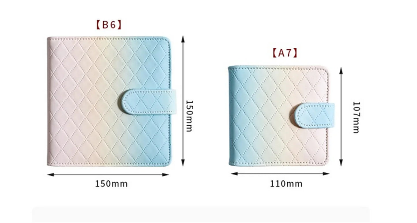 B6 A8 Square MacaronTie Dye Color Change PU Leather DIY Binder Notebook Cover Diary Agenda Planner Paper Cover School Stationery