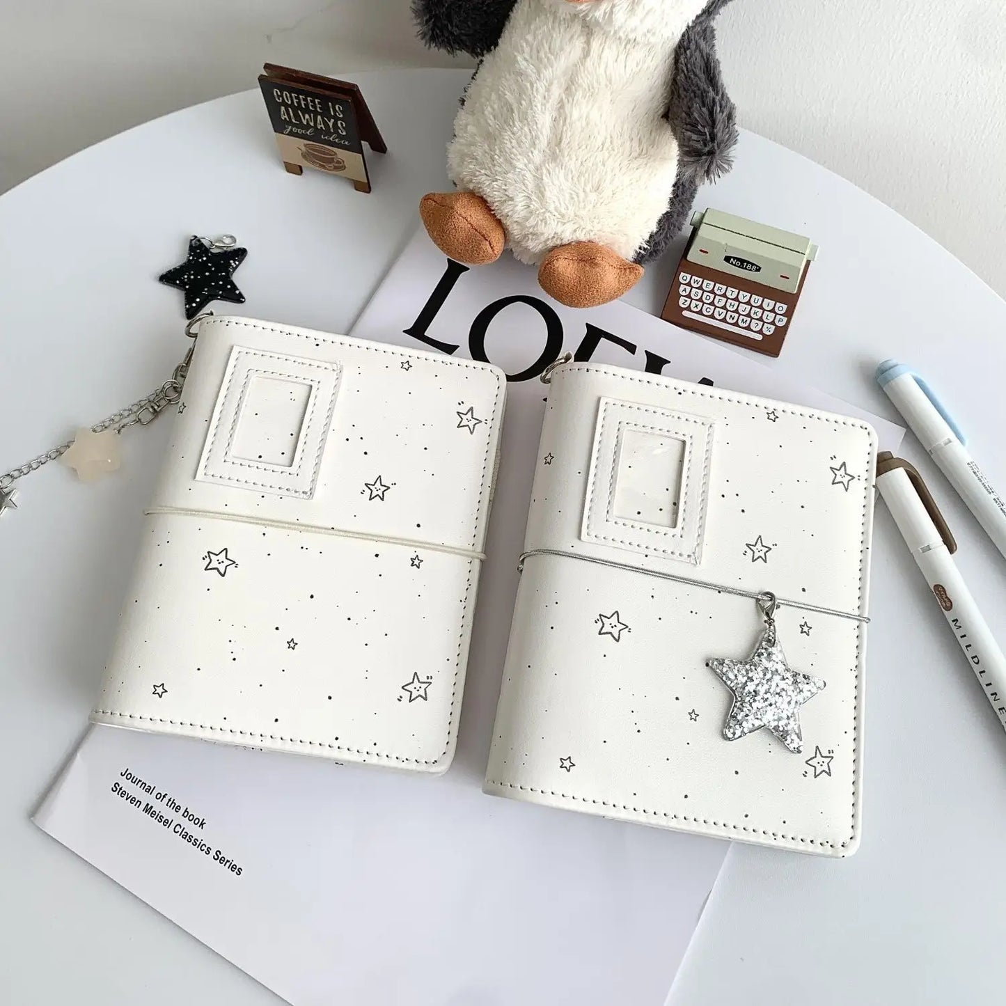 white star mini notebook m5 soft leather photo album binder notepad portable pocket diary