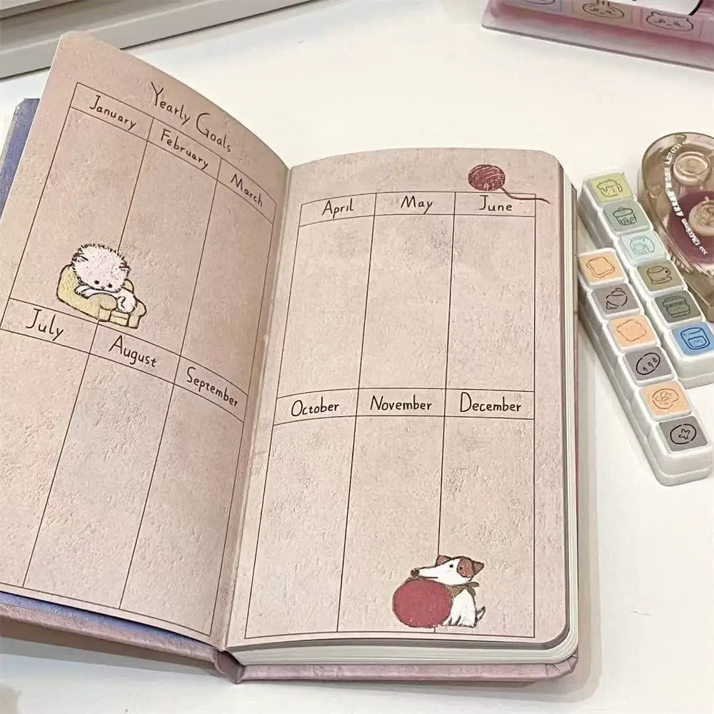 Cute Little Elephant Schedule Planning Notebook Color Inner Page Cartoon illustration Daily Planner Portable Pocket Book