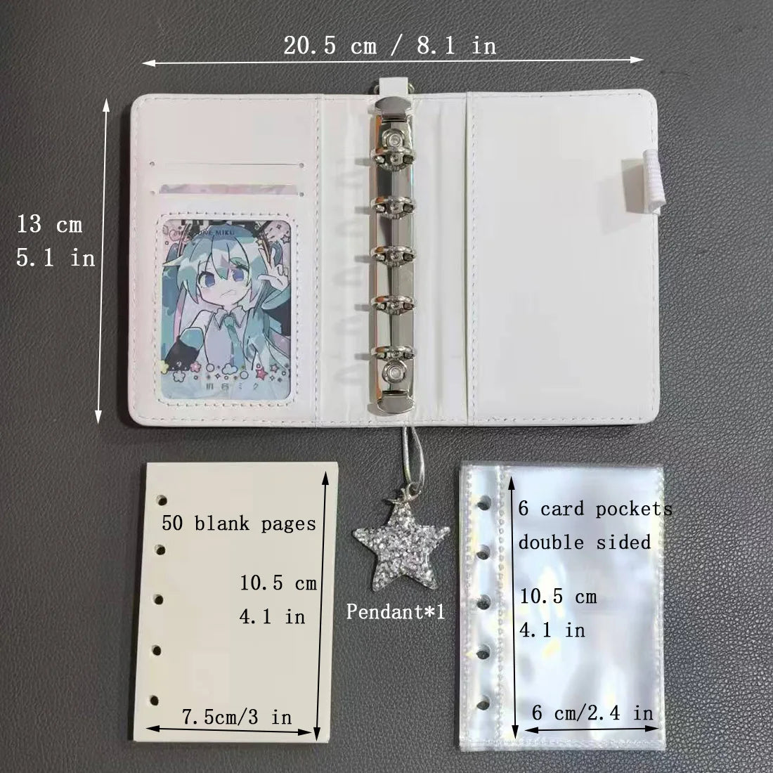 white star mini notebook m5 soft leather photo album binder notepad portable pocket diary