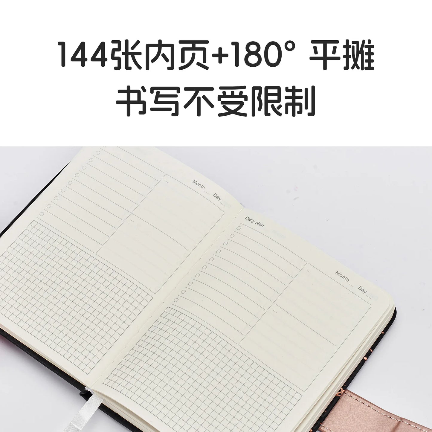 2025 Planner Notebook English Agenda Leather Cover Monthly/Weekly/Dairy Journal For Students School Supplies Stationery