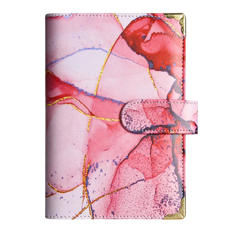 A6 Purple Pink Marble Colorful Money Budget Planner Binder Cover Diary Agenda Planning Paper Cover School Stationery