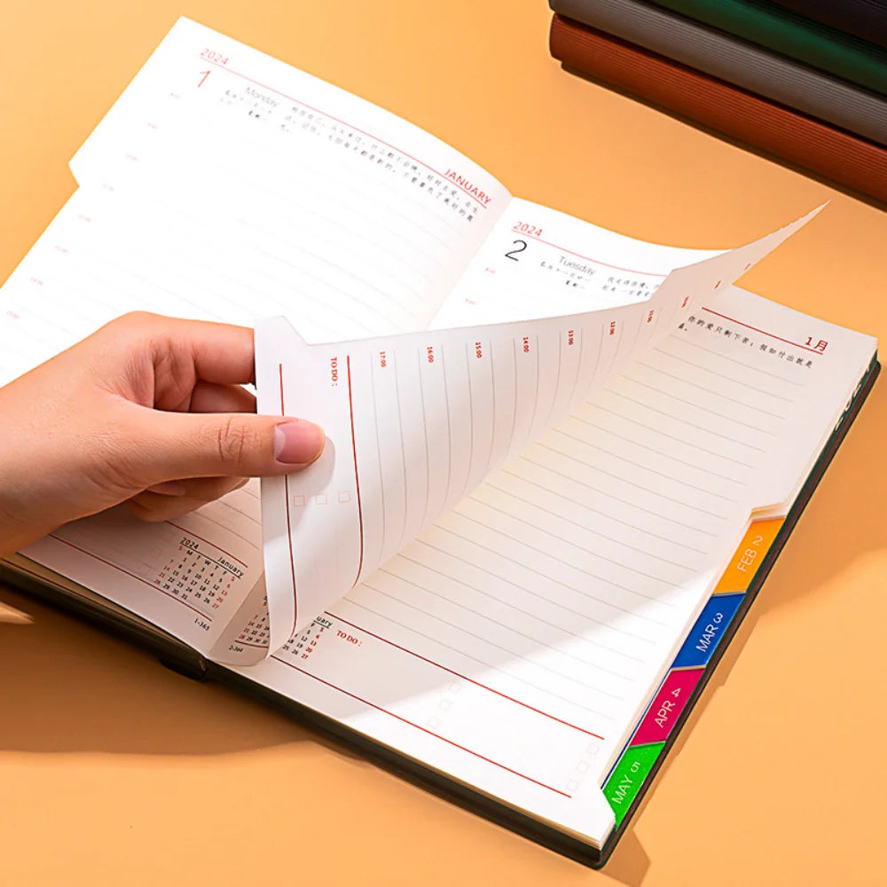 A5 Notebook Daily Weekly Monthly Planner 2024 Schedule Agenda Book 365 Days Notepad Writing Pads Office School Supplies