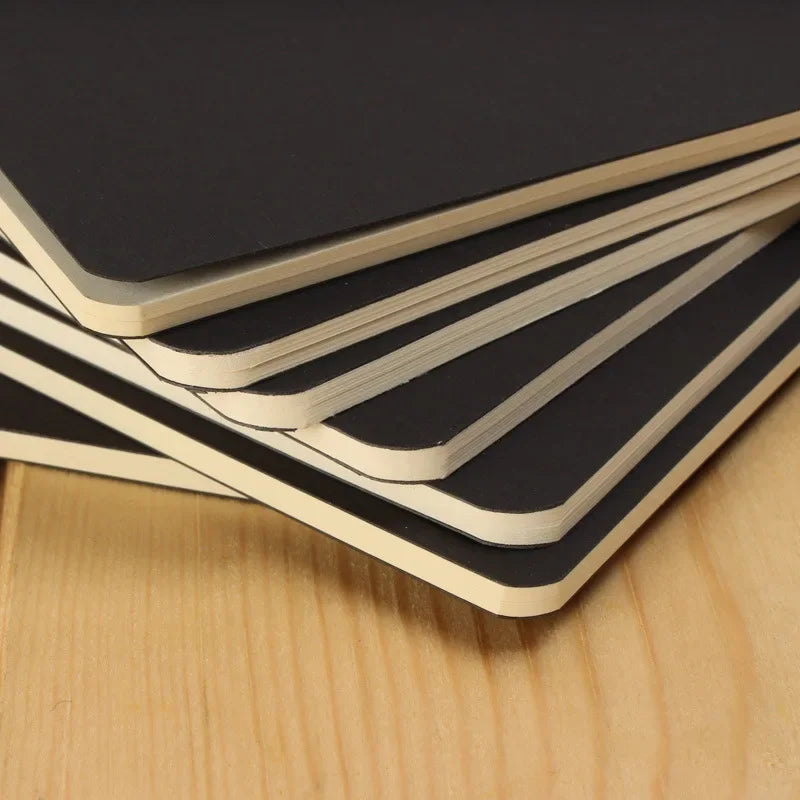 A5 Notebook Diary For Drawing Painting Graffiti Soft Cover Black Paper Sketchbook Notepad Notebook Office School Supplies