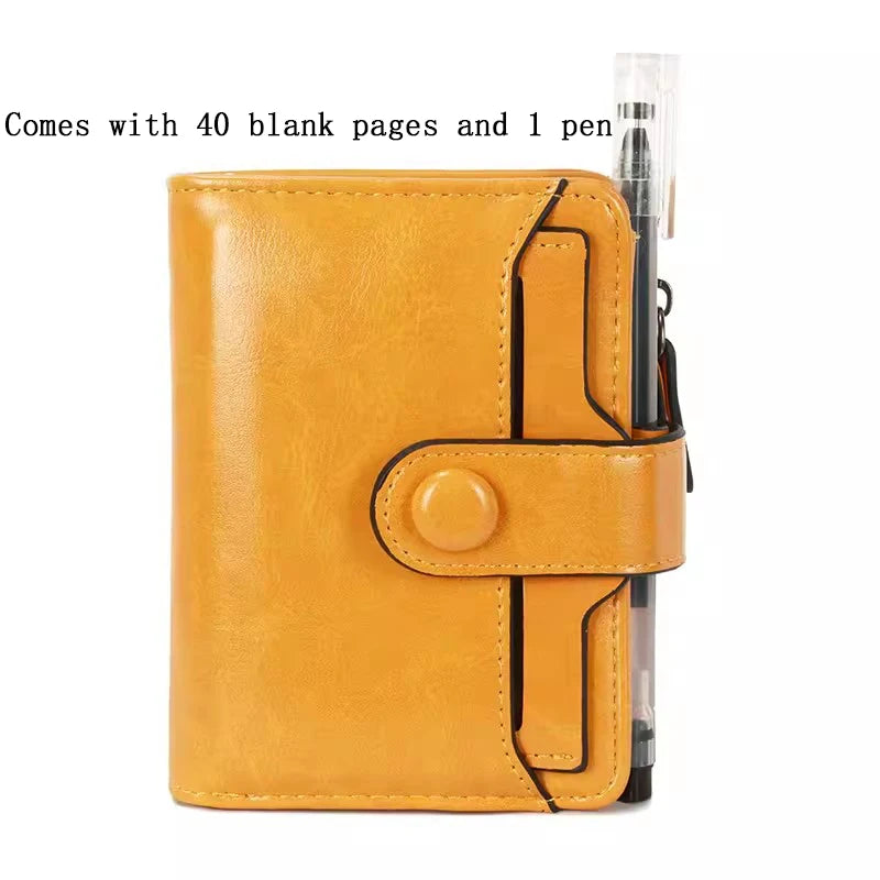 Mini A7 Notebook Binder Multifunction Wallet Card Holder Portable Soft Leather Small Notepad,with 40 inner pages