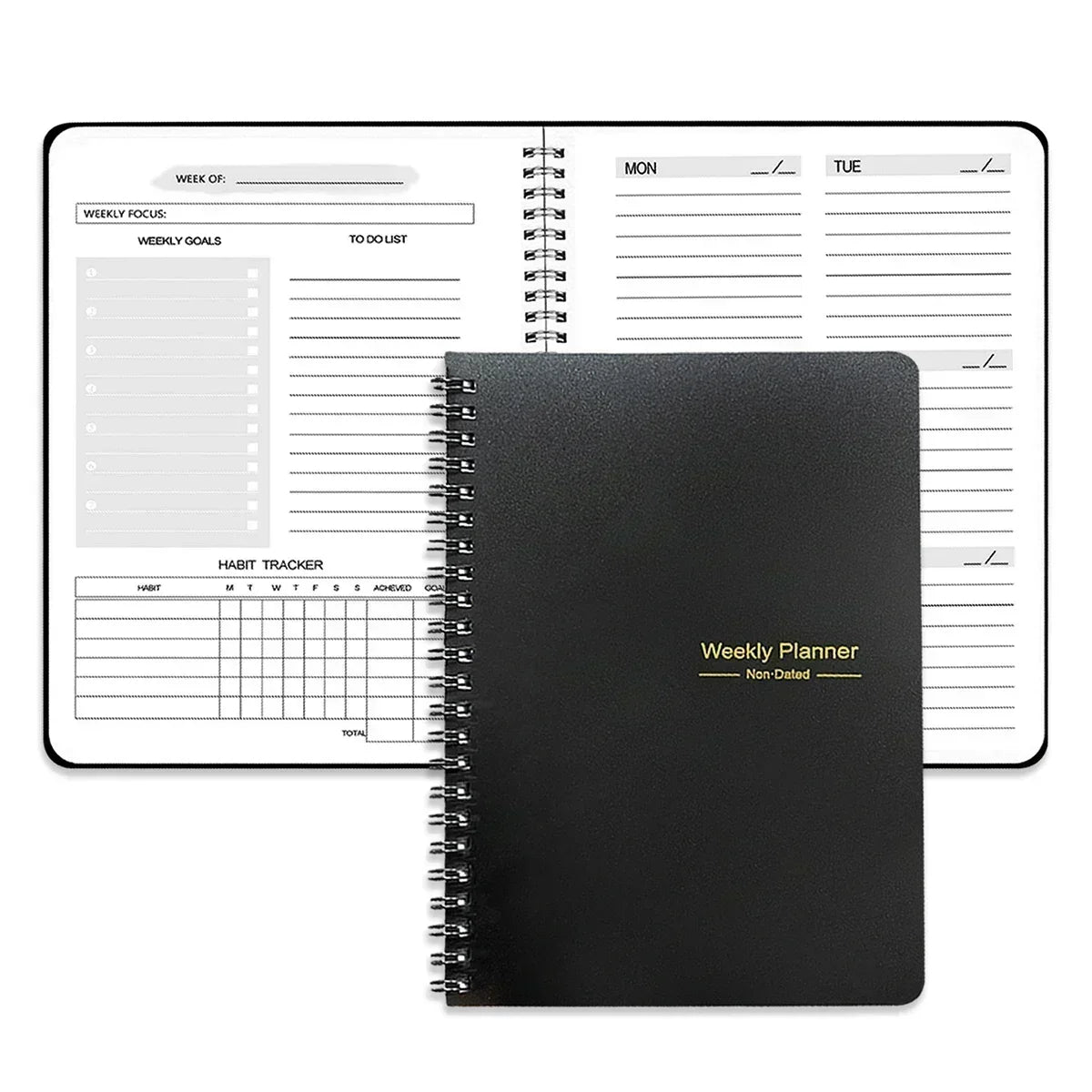 2025 Planner Notebook English Agenda Leather Cover Monthly/Weekly/Dairy Journal For Students School Supplies Stationery