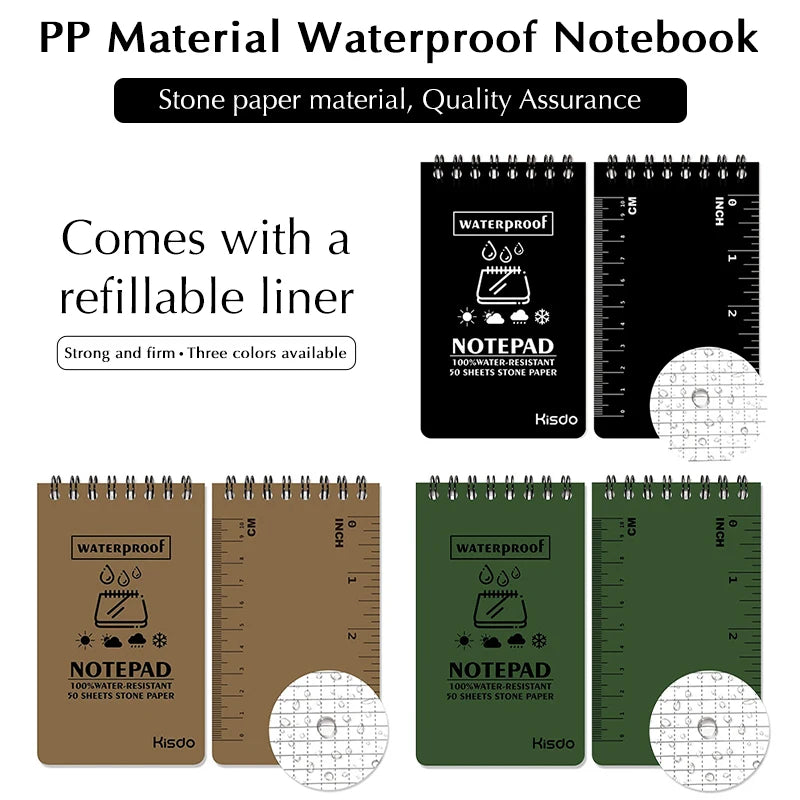 Camouflage Printing Tactical Note Book All Weather Notebook Stone Paper Material Spiral Memo Pad Writing Paper in Rain