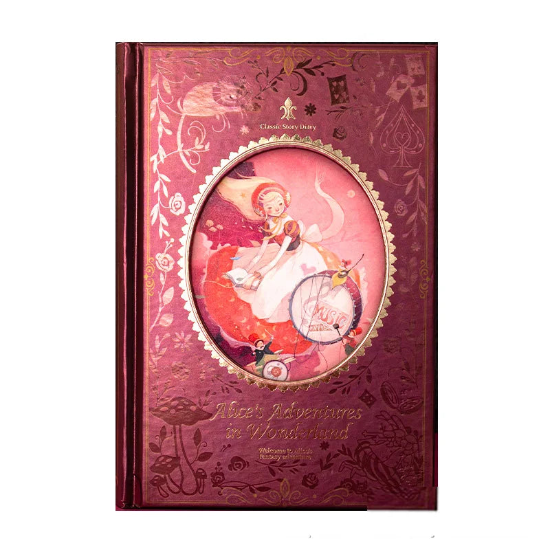 (Alice's Adventures in Wonderland) Hardcover Notebook Coloring Page Illustration Retro Pretty Diary Student Notepad