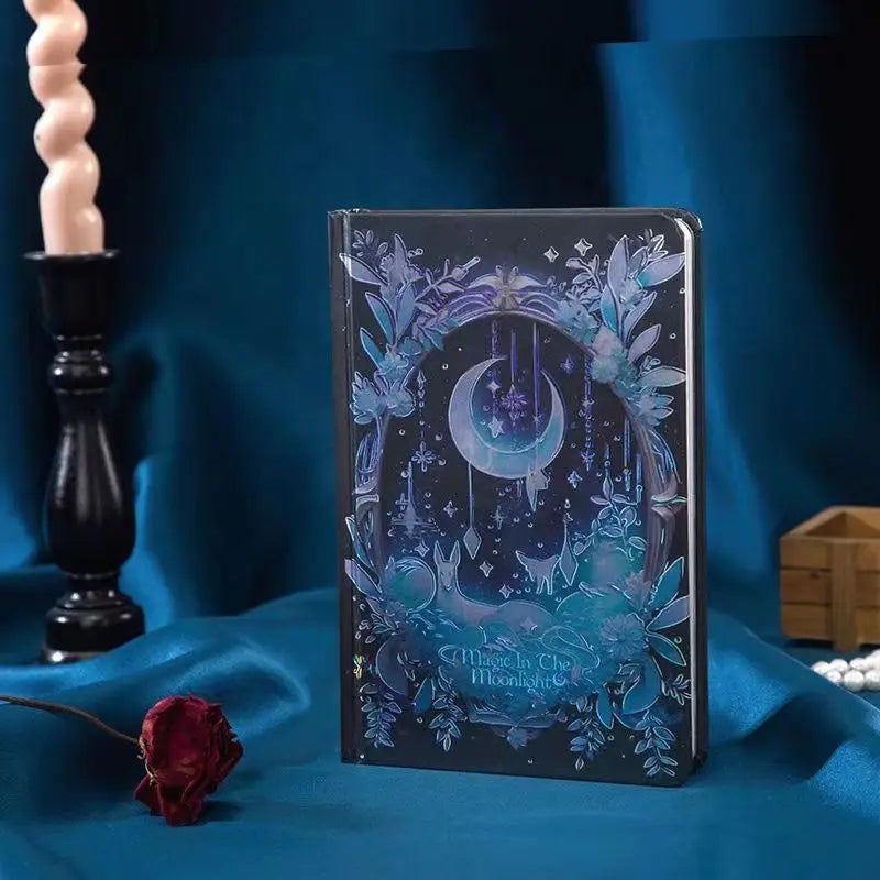 (Magic In The Moonlight )Hardcover Notebook Full Color Page Pretty Illustration Cute Exquisite Girl Diary Student Notepad