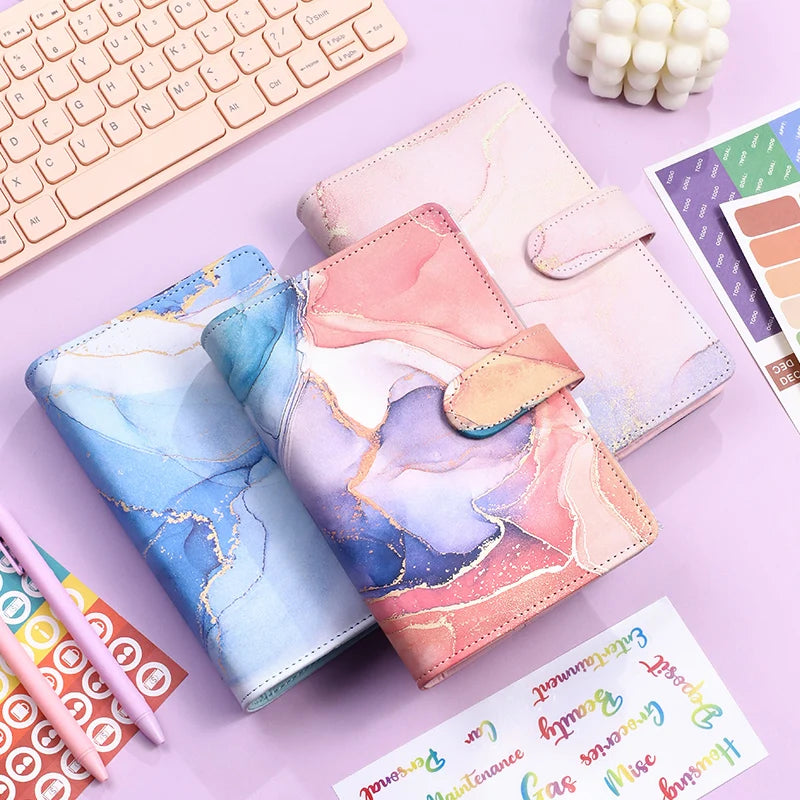 A6 A7 Marble Colorful Money Budget Planner Binder Cover Diary Agenda Planning Paper Cover School Stationery