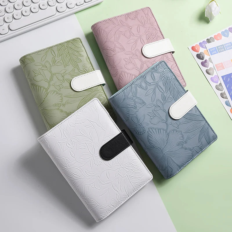 A6 Vintage Embossed Cover Money Budget Planner Binder DIY Binder Notebook Cover Diary Agenda Planner Paper Cover School