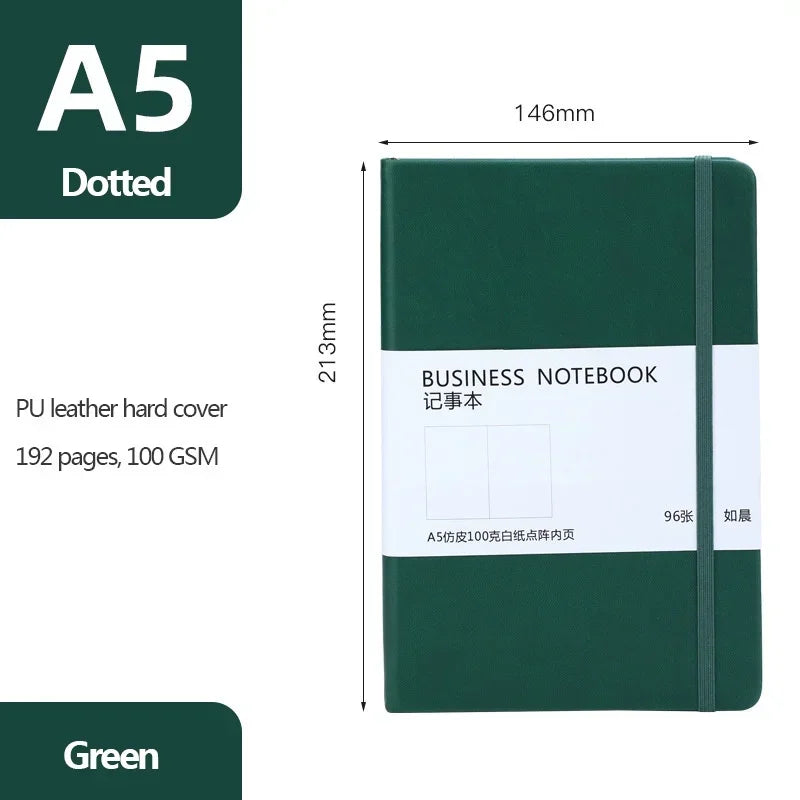 A5 Notebook 96 Sheets of Point Drawing Paper Fabric Hard Cover Student Study Plan Book Schedule School Office Stationery
