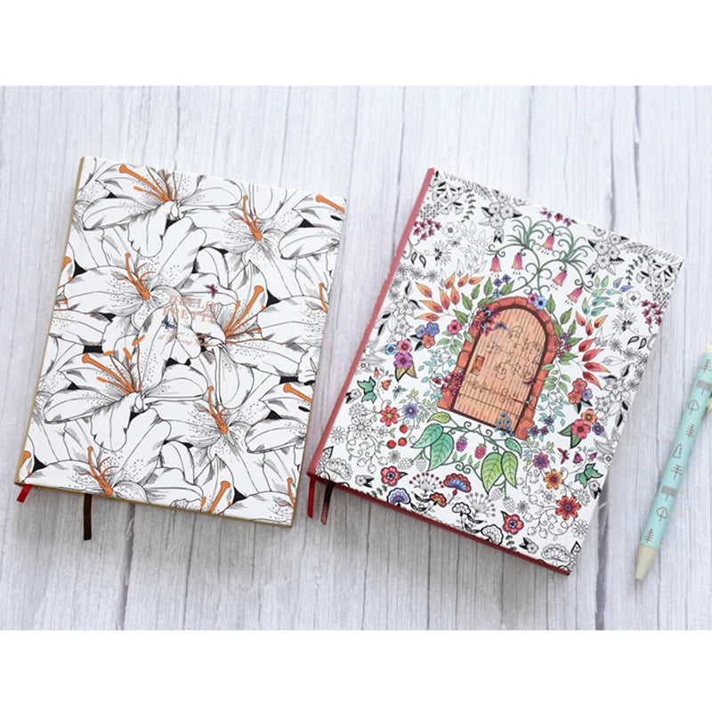 Beautiful Butterfly Hardcover Thick Notebook 148 Sheets Coloring Illustrated Coloring Illustrated Diary Student Notepad