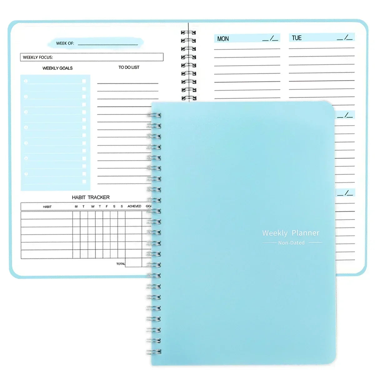 2025 Planner Notebook English Agenda Leather Cover Monthly/Weekly/Dairy Journal For Students School Supplies Stationery