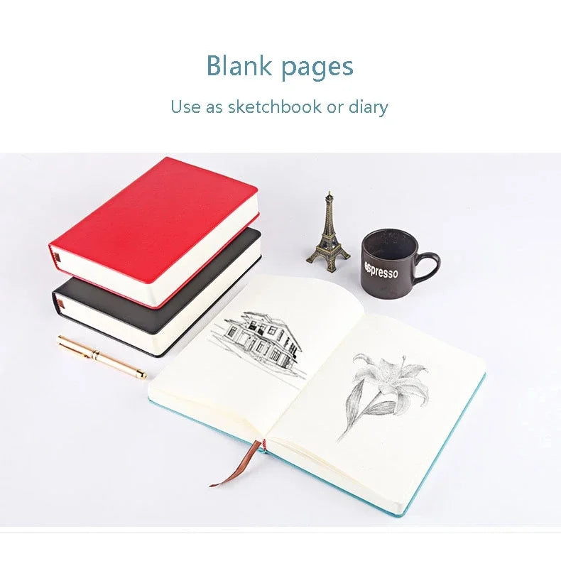 Super thick diary Notebook blank pages PU leather soft cover 330 sheets Sketchbook Business diary School supplies stationery